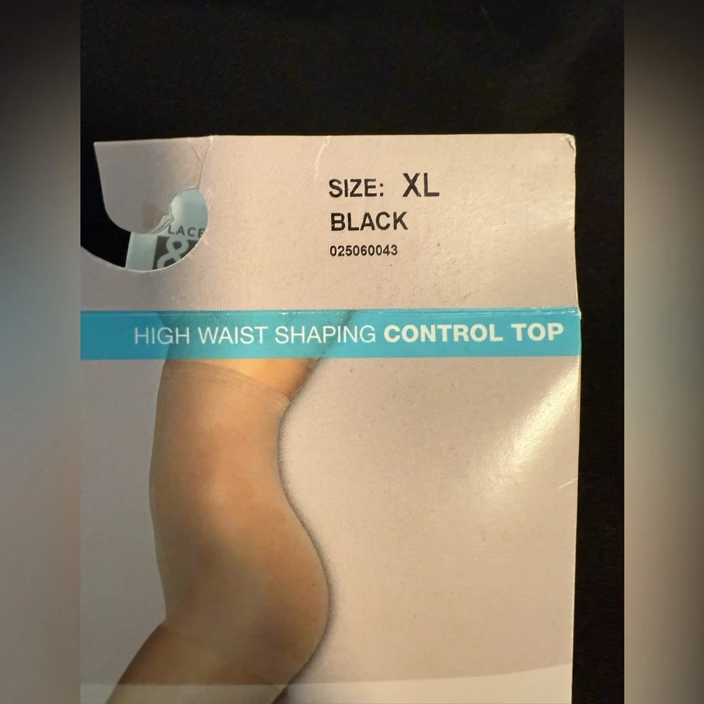 Black Pantyhose Hanes Solutions Control Top Silky Ultra‎ Sheer Shaping XL No Run